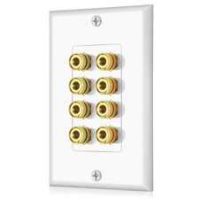 Banana Binding Post Two-Piece Coupler Inset Wall Plate for 4 Speakers...