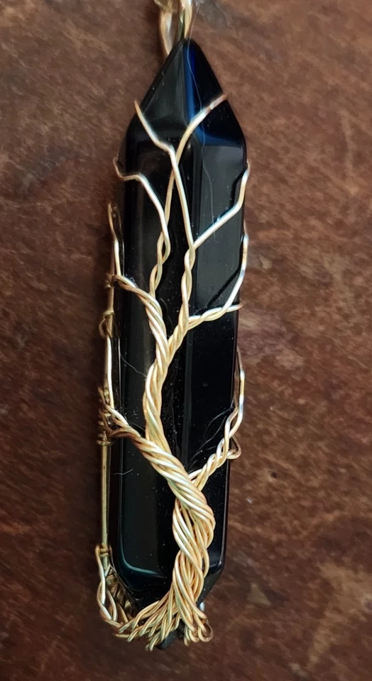 Collar Árbol de la Vida Ágata Negra/Dorado Foto 2 de 2