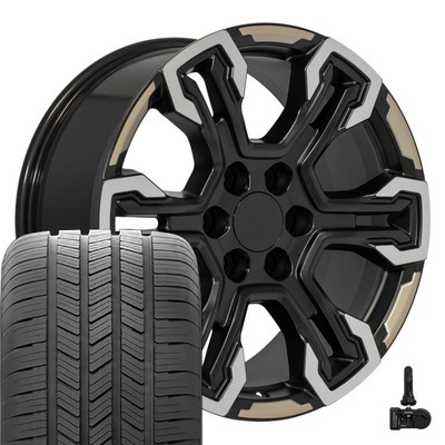 OE Wheels CV65 20x9 Two-Tone Rims & 275/55R20 Goodyear Tires, TPMS 6X139.7