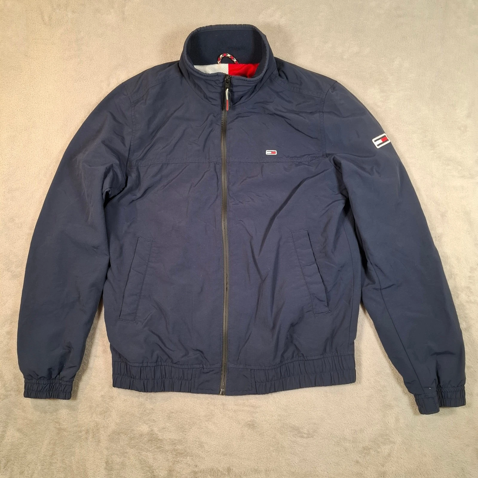 Tommy Jeans Jacket Mens Medium Navy Lightweight Casual Full Zip Logo Coat