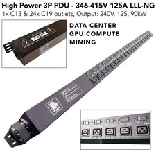 125A 415V 3-Phase Input 24x C19 1x C13 240V Output 90kW High Power Server PDU