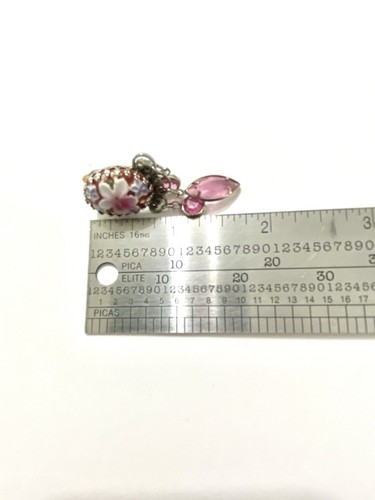 Frühe signierte Hobe geformte Glas Blumen Halskette und Ohrringe Set rosa silberfarben - Bild 19 von 19