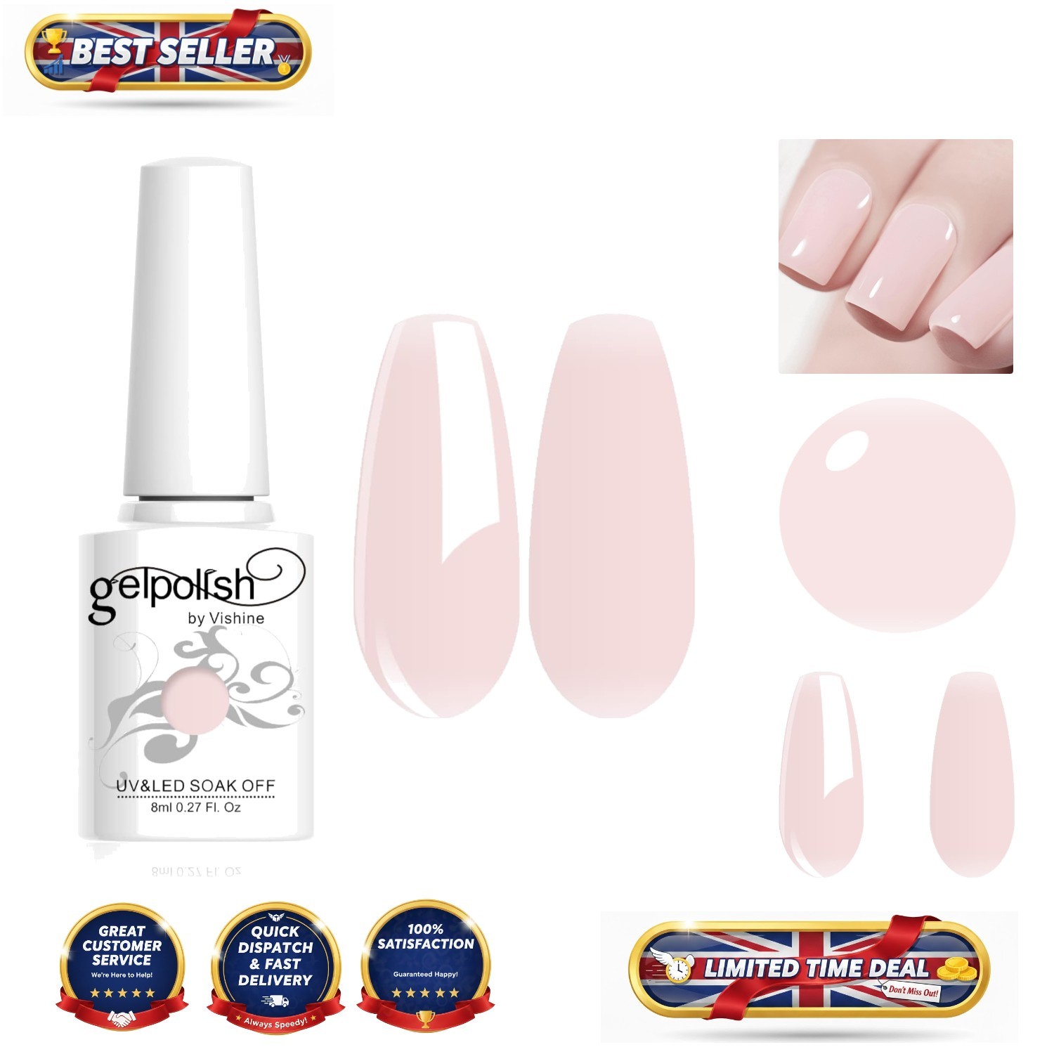8ml Soak Off Gel Nail Polish Varnish - MistyRose Color for Pro Quality Manicure