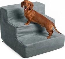 3-Step Pet Stairs - Nonslip Foam Dog and Cat Steps with Removable Zippered Mi...