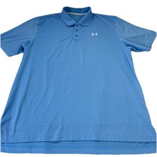 Under Armour Light Blue Striped Performance Short Sleeve Polo Shirt / Mens XL