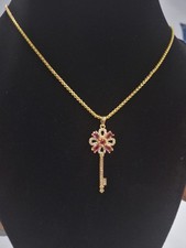Chain With Key Charm Pink