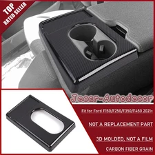 Carbon Fiber Front Console Cup Holder Cover Trim For F150/F250/F350/F450 2021+