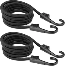 ZHOUBIN 60 Inch Black Bungee Cords with Hooks Heavy Duty, 2 Pack