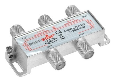 Poppstar Sat-Verteiler 4-fach (analog / digital-tauglich), 100dB, 5-2450 MHz