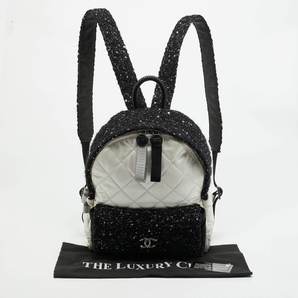 Chanel Astronaut Essentials BlackWhite Quilted Satin and Tweed