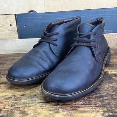 Ecco Leather Chukka Boots Gore Tex Mens 13 Brown Shoes 47 Shockpoint