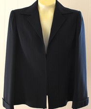 Anne Klein Blazer 8 Black Lined Long Sleeves Hooks Fold Back Cuffs Jacket