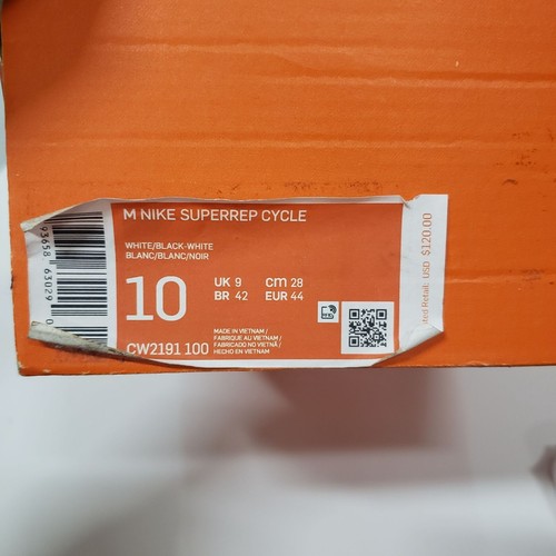 Nike Herren SuperRep Cycle Fahrradschuhe in weiß/schwarz - Größe 10 - Bild 8 von 9