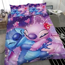 Stitch And Lilo Love Bedding Set, Disney Cartoon 3D Print Comforter Cover