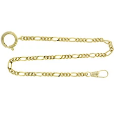Pocket Watch Chain Fob PC4G Figaro Link Design Gold-Tone 14"
