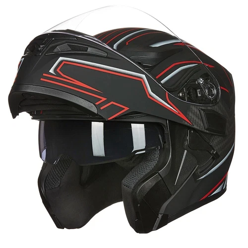 ILM Dual Visor Flip up Motorcycle Modular Full Face Helmet DOT with 6 Colors 902