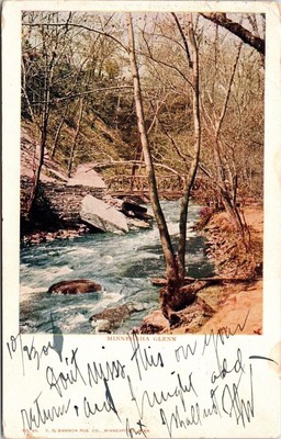 Minnehaha Glenn Minneapolis Minnesota Stream Bridge Fall Autumn Cancel Postcard