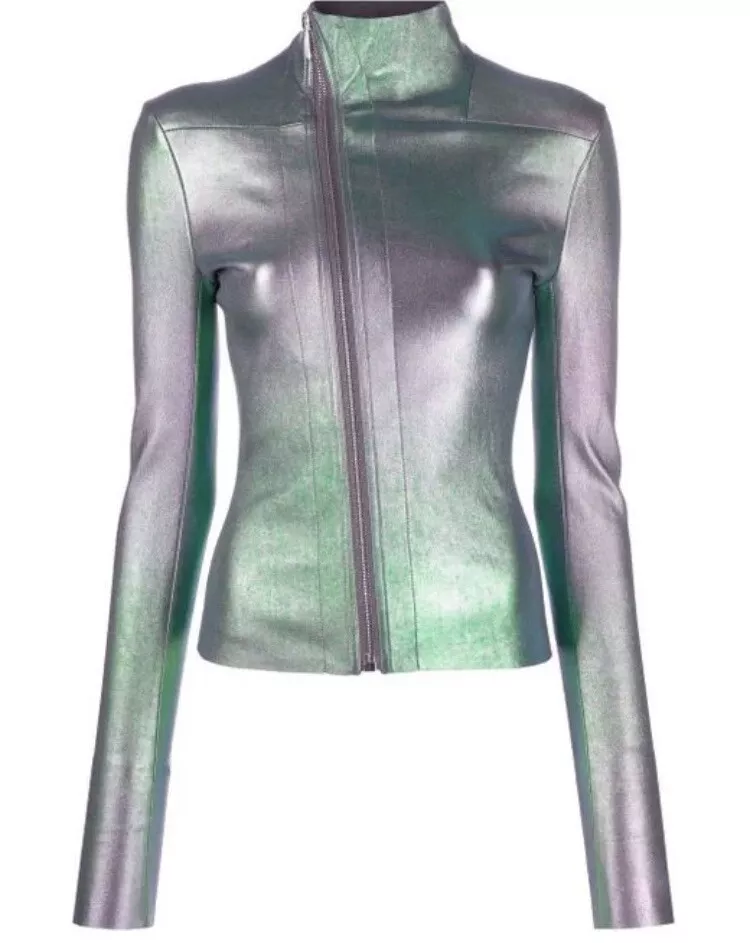 Iridescent leather jacket sale