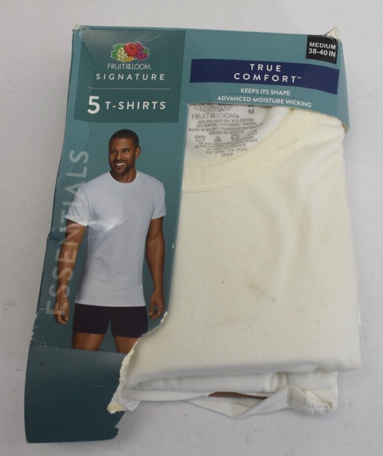 es Fruit of the Loom Mens White T-Shirts True Comfort Short Sleeve