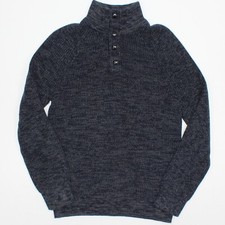 Banana Republic Mens Size L Large Slim Blue Gray Long Sleeve Sweater Snap