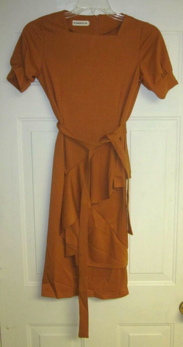 burnt orange dress midi Self-portrait - Burnt Orange Satin Midi Dress