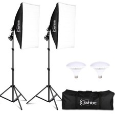 Softbox Lighting Kit, Photo Equipment Studio Softbox 20"x27" w/E27 Socket 2Bulbs