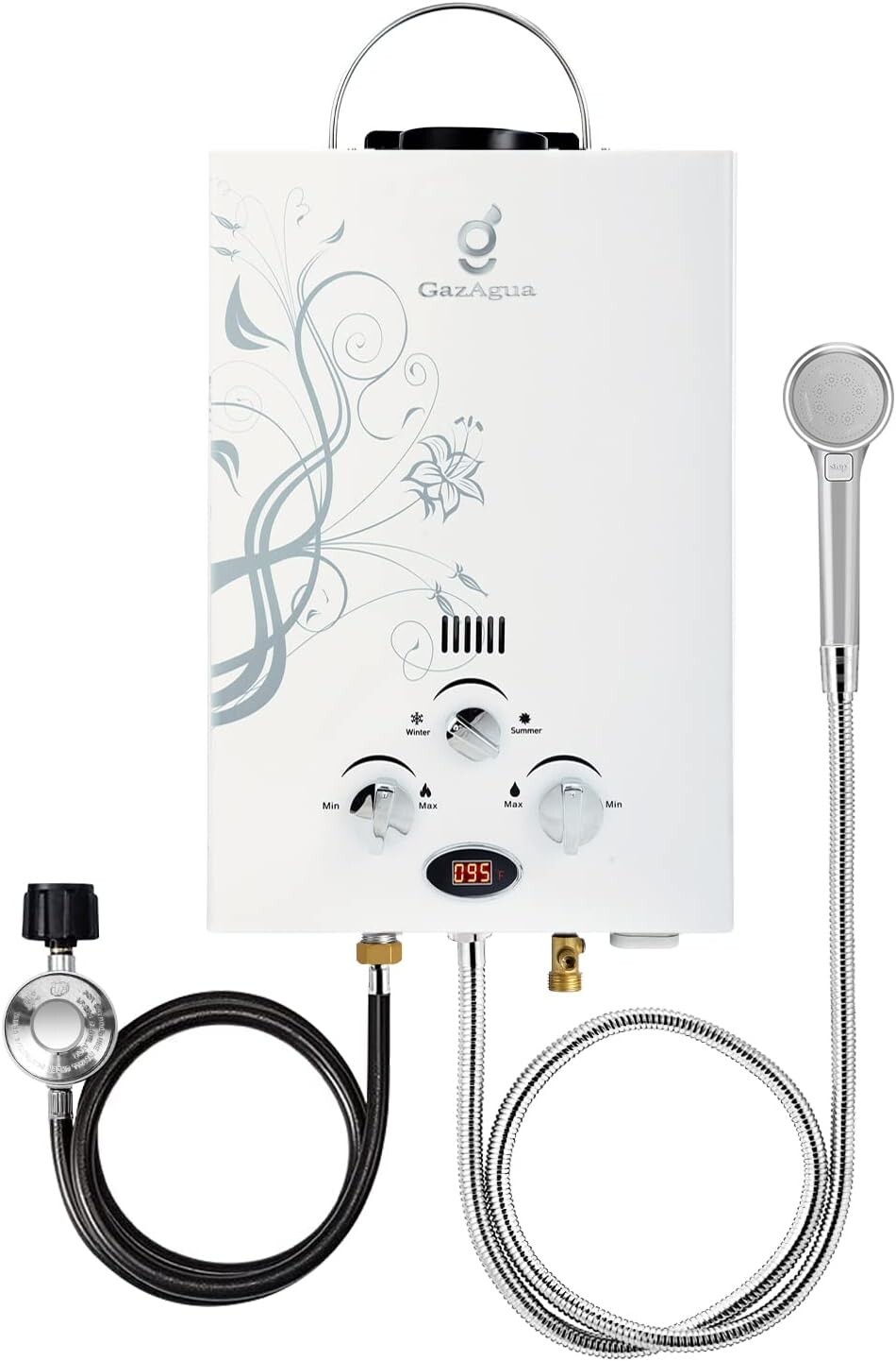 Tankless Water Heater, GazAgua 6L 1.58GPM Portable Outdoor Propane Gas Tankless