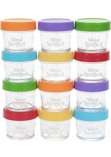 Wee Sprout Glass Baby Food Storage Jars,Set of 12- 4oz Jars w Lids,Bright Colors