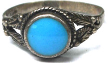 Sterling Silver Round Blue Turquoise Solitaire Ring 9mm Size 6