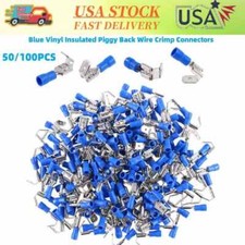Vinyl Insulated Piggy Back Wire Crimp Connectors Spade Blue Terminals 50-100PCS