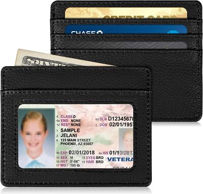 Leather Slim Wallets Front Pocket Credit Card Holder Pocket Purse for Men Women
