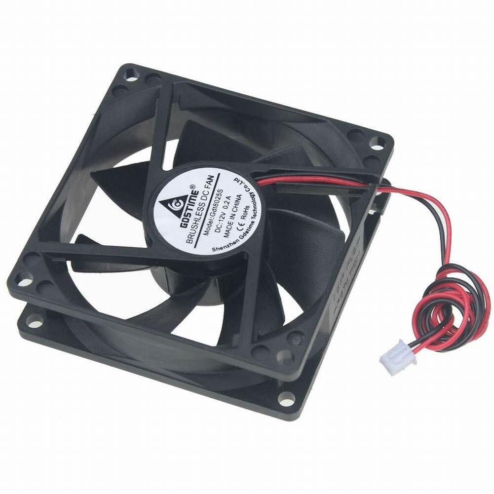 DC 12V 80mm Cooling fan 2Pin 43.6CFM 80mmx25mm for CPU Computer