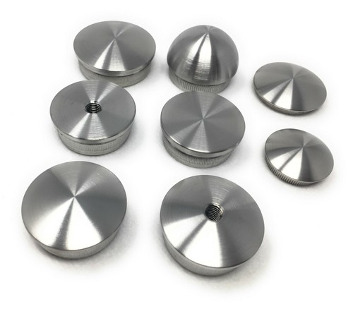 Edelstahl Stopfen Kappe Deckel  Rändel für Rohr Endkappe  V2A Geländer Handlauf - Afbeelding 1 van 9