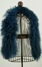 Schal aus echtem Tibetlamm 90cm lang Farbe Navy dunkelblau