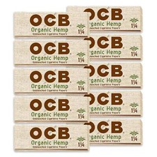 OCB Organic Hemp Rolling Paper 1 1/4 Size 1.25 Cigarette Paper (10 Booklets)