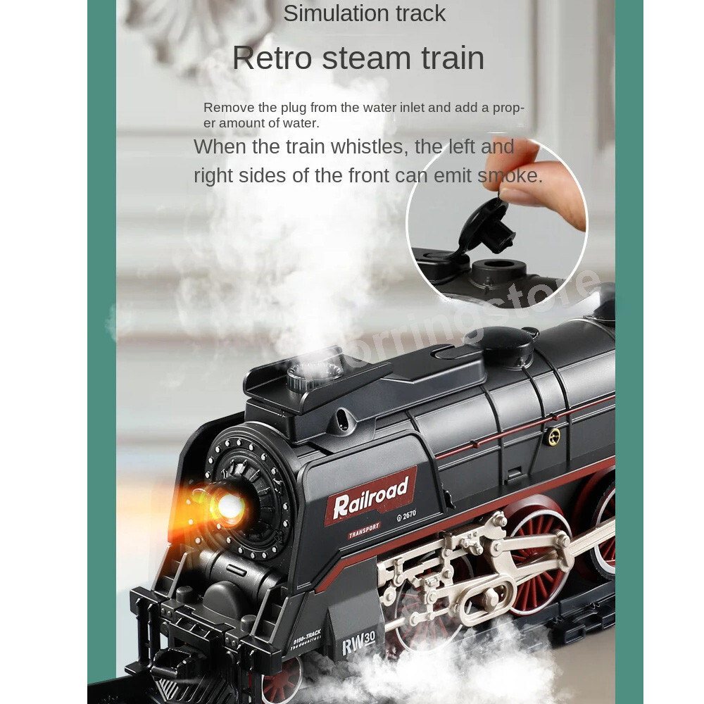 Electric Train Toys Steam Train Tracks Set Locomotive Model w