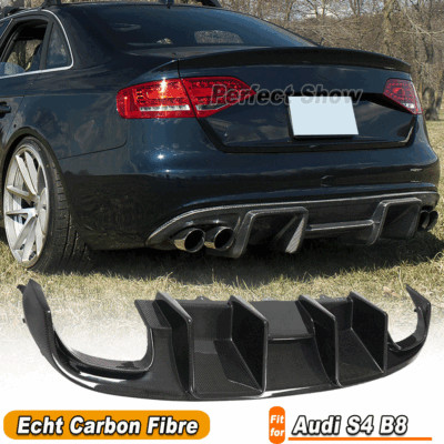 For Audi S4 B8 2008-2012 Carbon Fiber Rear Diffuser Diffuser Spoiler Lip Rear Bumper 