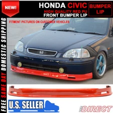 Fits 96-98 Honda Civic Painted Red Mugen Style Front Bumper Lip Spoiler - PU