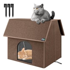 MIU COLOR Outdoor Cat House for Outdoor Cats  Foldable  Weatherproof,Brow