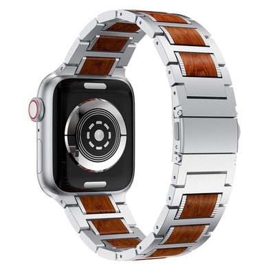 Compatible for Apple Watch 49mm 45mm 44mm 42mm Bands, Red Sandalwood Wood Sta...