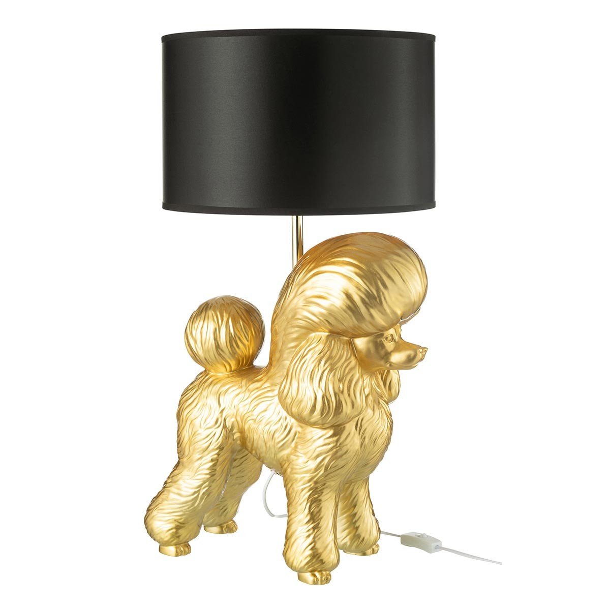 Lampe caniche dore 74cm pour valoriser un meuble bas sombre