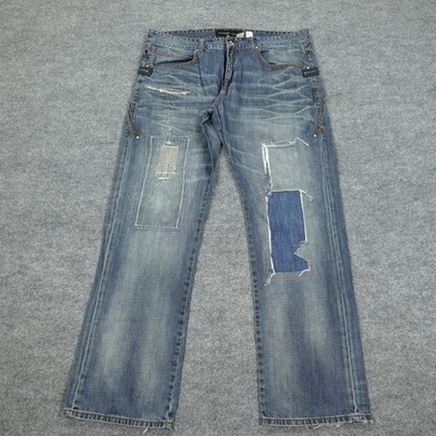 Rocawear Jeans Mens 40x36 Blue Patchwork Distressed Classic Fit Streetwear Y2K