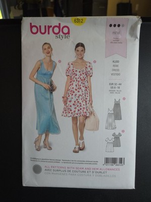 Regency Dress Sewing Pattern-Sleeveless-Scoop Neck (Sizes 6-18) Burda Style 6312