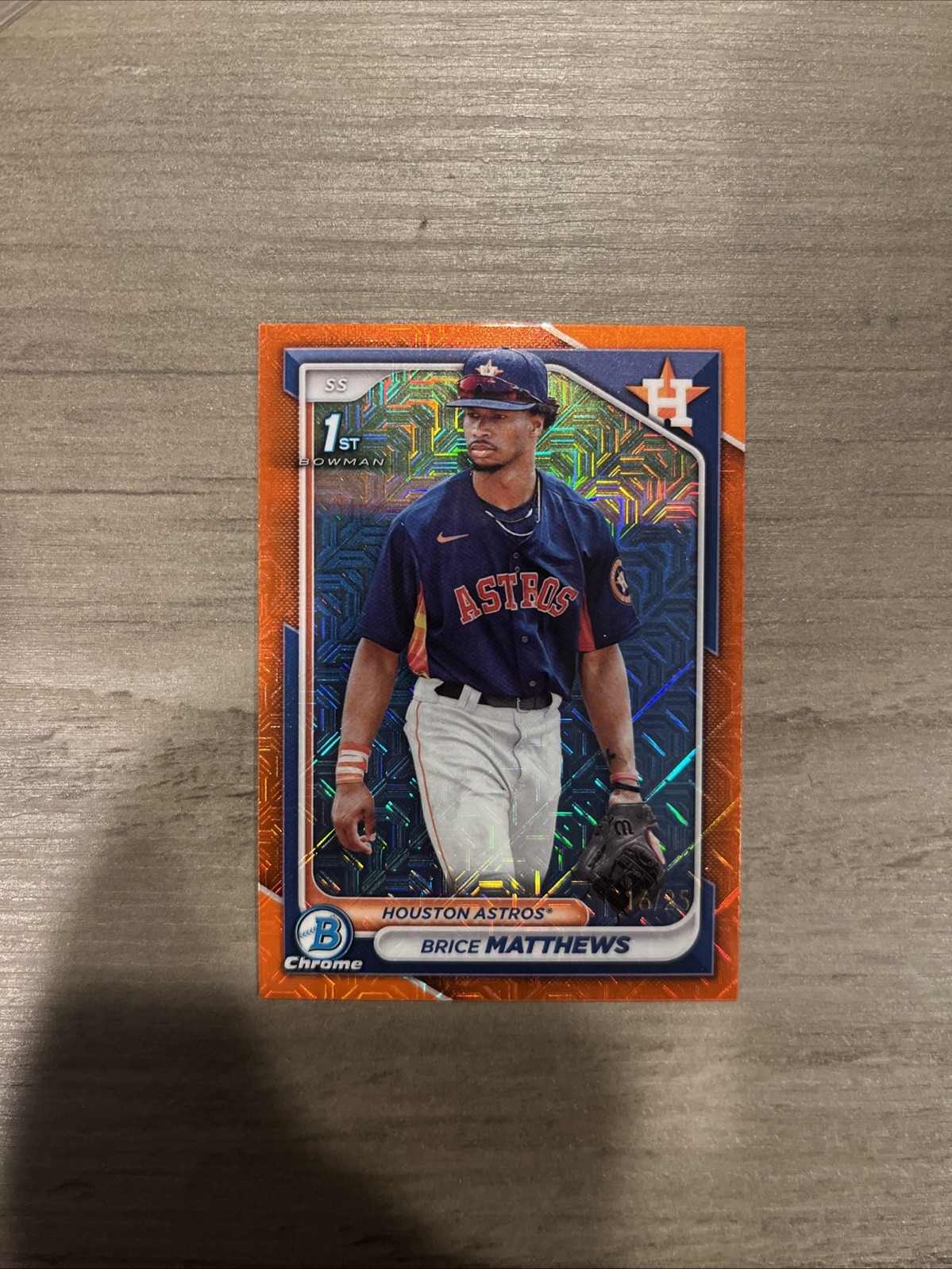 2024 Bowman Brice Matthews Chrome Orange Mojo Refractor 1st #/25 Astros