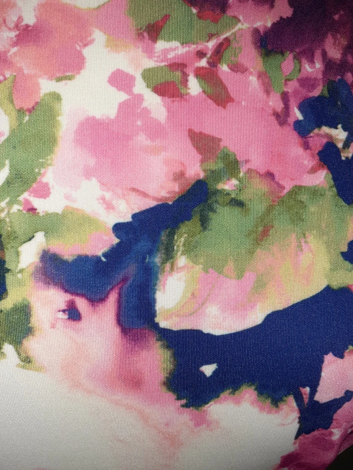 DKNY 12 码紧身连衣裙粉色白色绿色花卉无袖弹力及膝 — 第 2/4 张图片