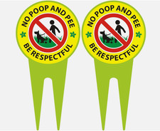 No Dog Poop Sign 2 Pack, Double Sided - Be Respectful/No Poop and Pee, Protect