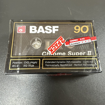 BASF Chrome Super II 90 Audio Kassette VINTAGE Cassette Tape - Neu & OVP 2 Stück
