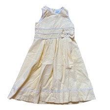 The Children's Place Seersucker Dress Kids Yellow Excellent Bow Detail SIZE 6X/7