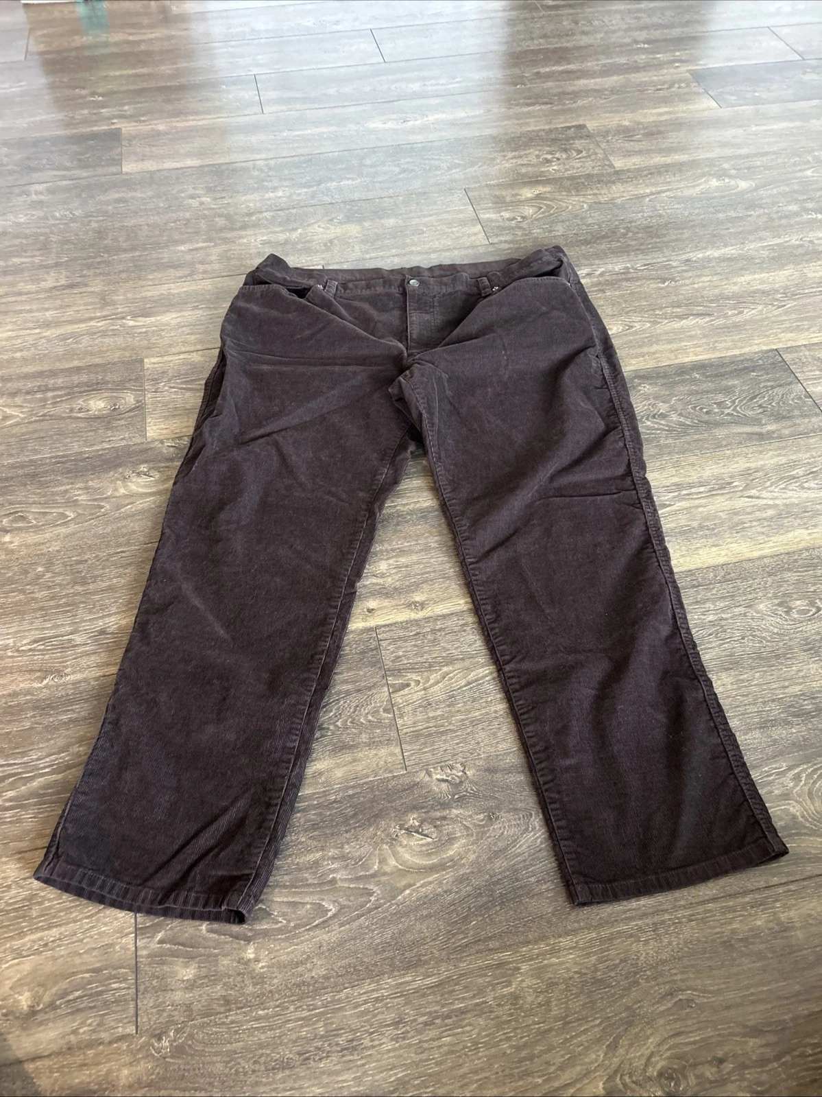 LL Bean BeanFlex Corduroy Pants Standard Straight Leg Dark Brown Mens 44x32