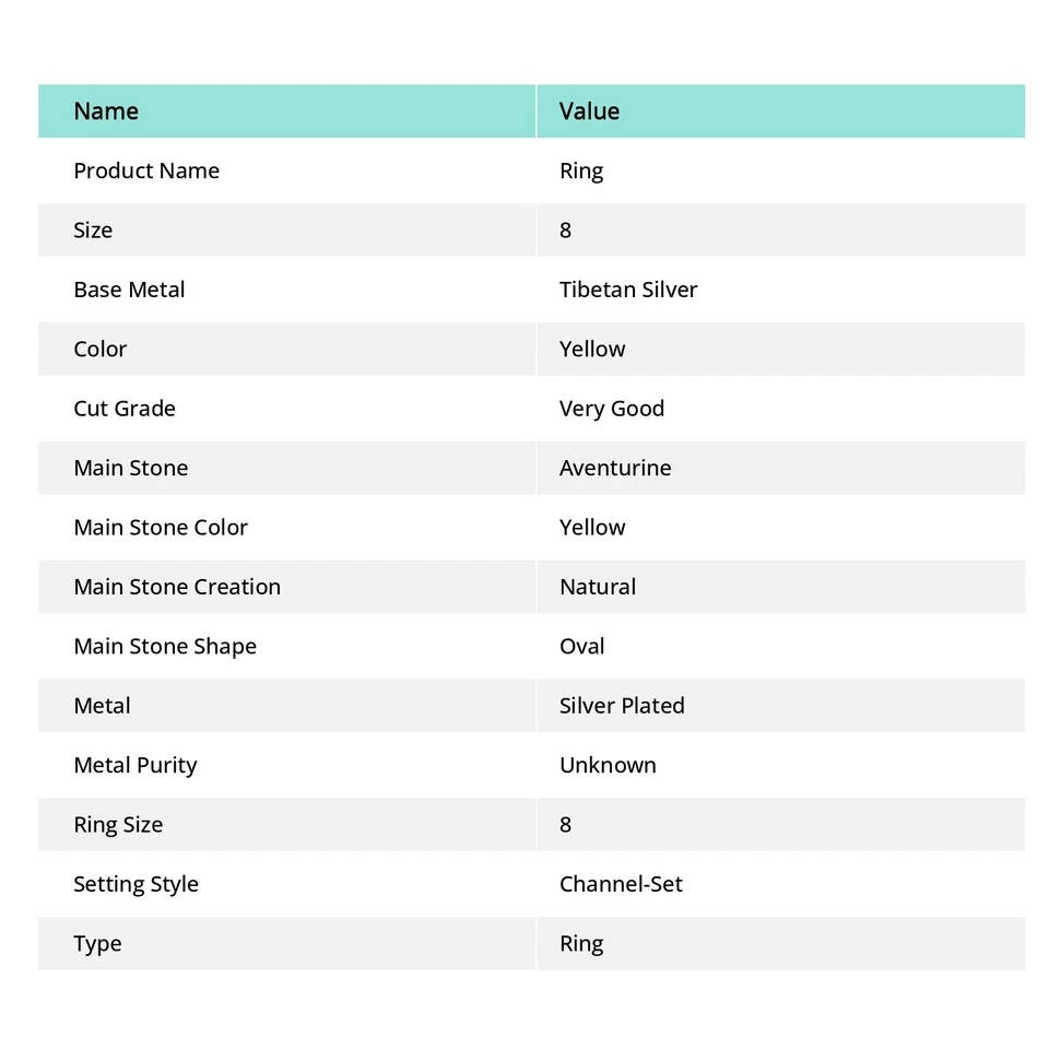 Anillo de plata de ley 925 con piedras preciosas de aventurina amarillas naturales talla 8 p684 Foto 2 de 4